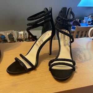 Jessica Simpson Black Sparkly Jamalee Heels Size 8